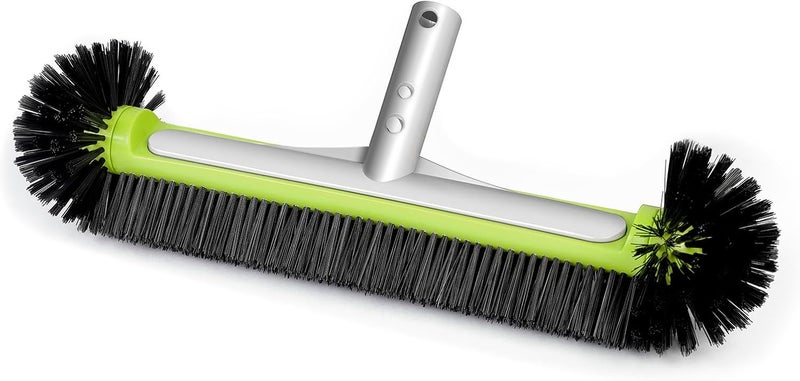 BoxedHome Pool Brush Head with Round Ends,Heavy Duty Pool Brushes for Cleaning Pool Walls, Floors Steps & Corners, 17.5" Pool Brush with Sturdy Aluminum Handle & Durable Nylon Bristles - Image 1